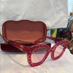 Gucci Red Crystal-Studded Sunglasses